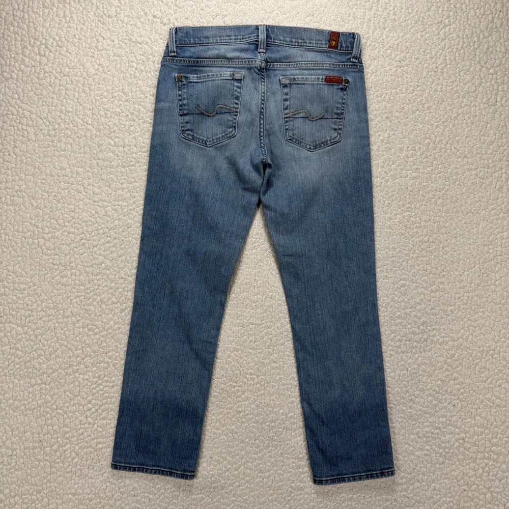 7 For All Mankind Crop Straight Jeans Womens 25 (Actual‎ 28x24) Blue Boho Casual